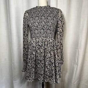 Lulus Floral Forever Navy Blue Smocked Skater Dress Baby Doll Flowy Size XL